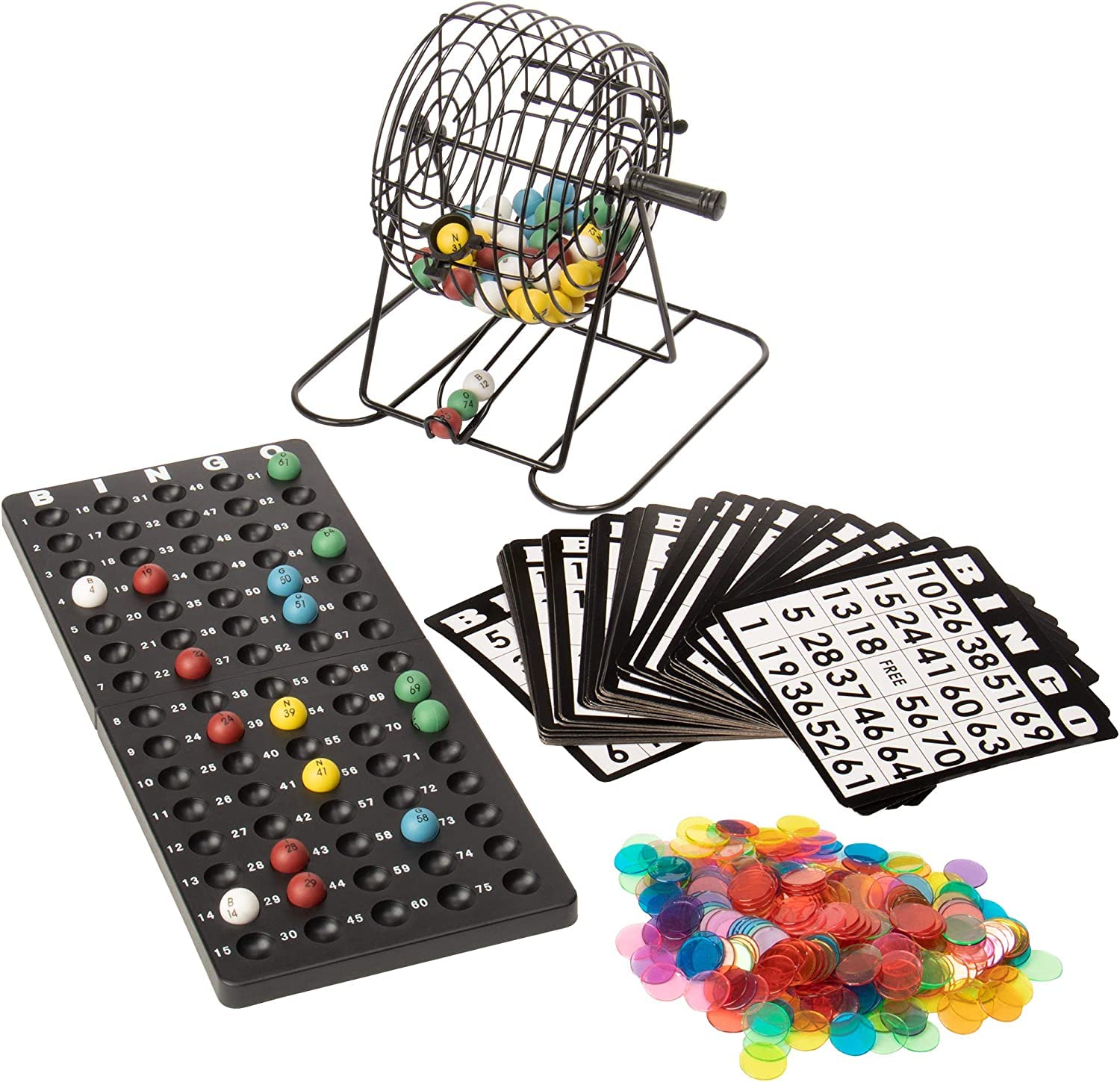 Bingo Game Set Deluxe 6-Inch Bingo Game with Colored Balls, 300